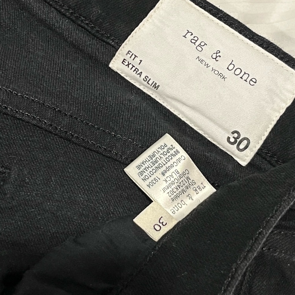 Rag & Bone Mens Black Jeans Size 30 extra slim